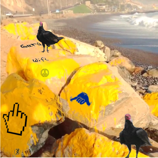 Luis Castañedas Boulder Installation (Vandalized Digitally), 2015